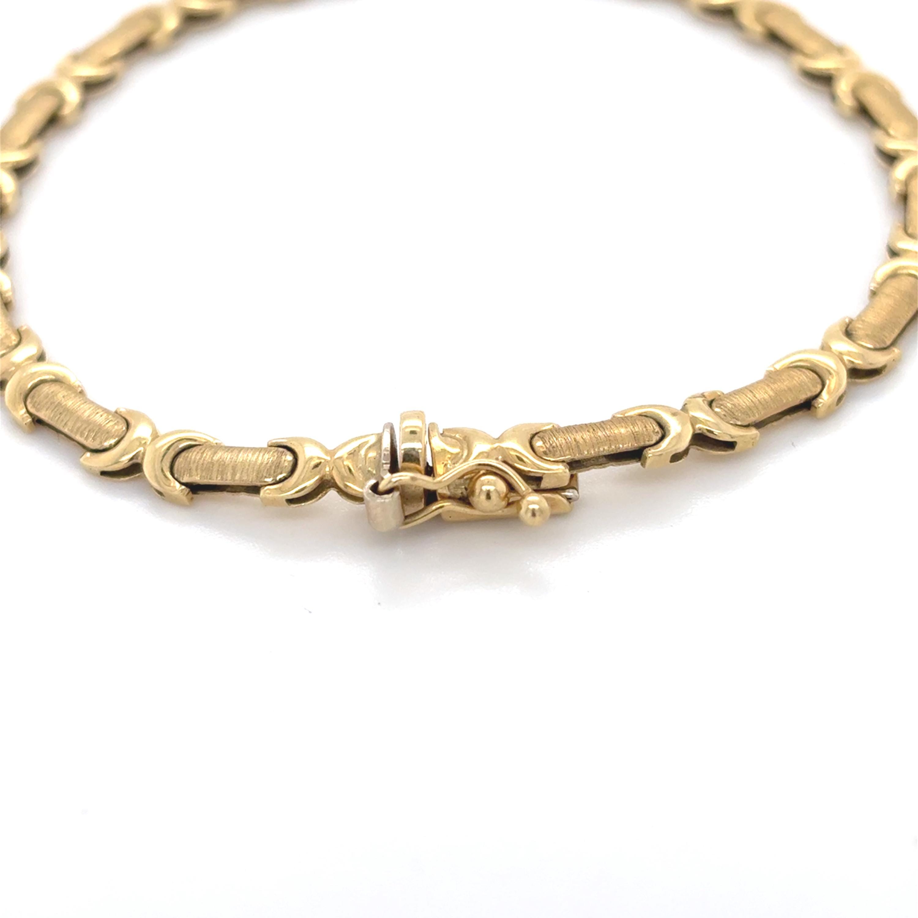 ヴィンテージ 14K ソリッドゴールド リンクブレスレット、テクスチャー 