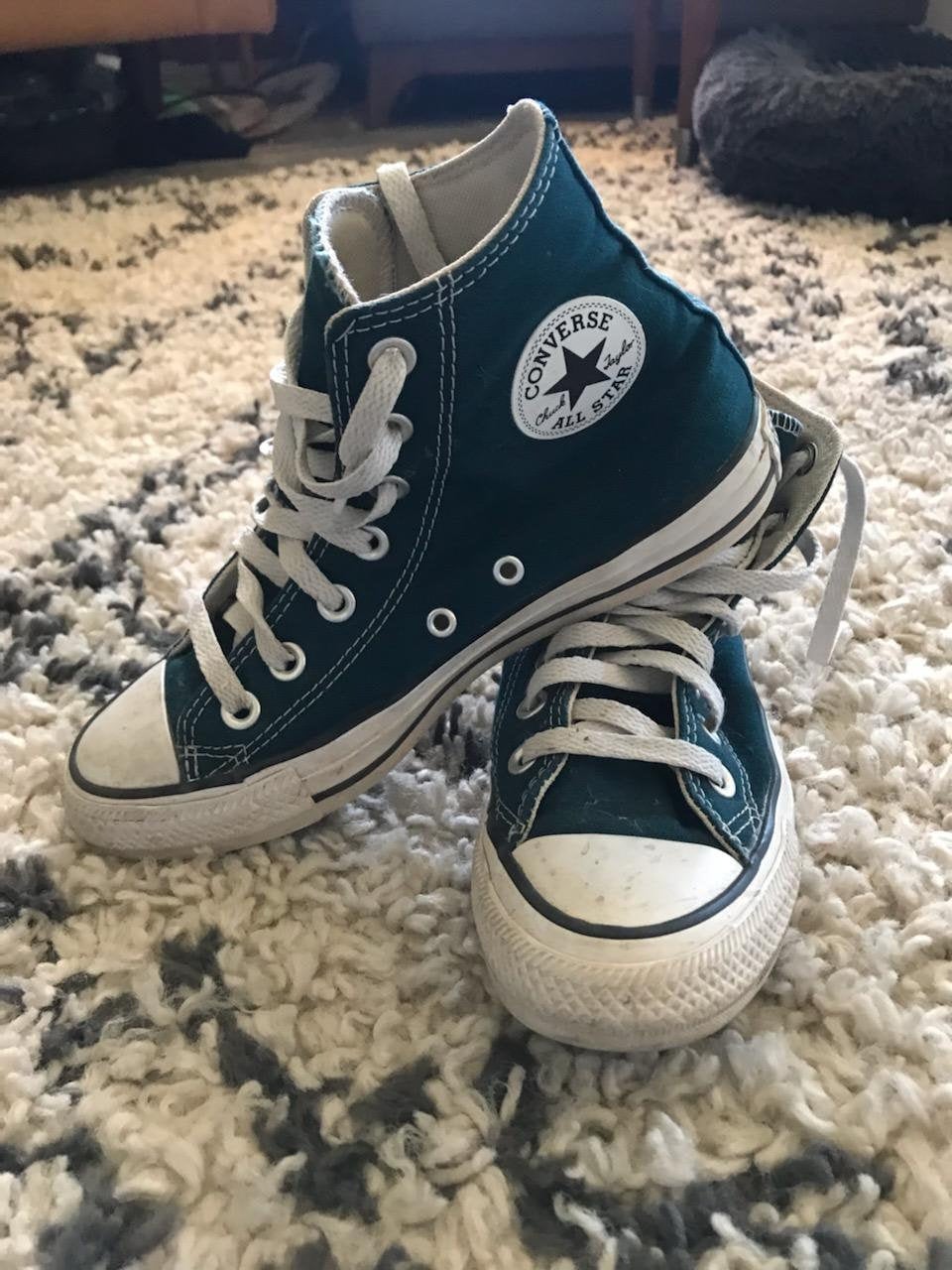 Peacock Teal Converse High Top Shoes Hightops Turquoise | Etsy