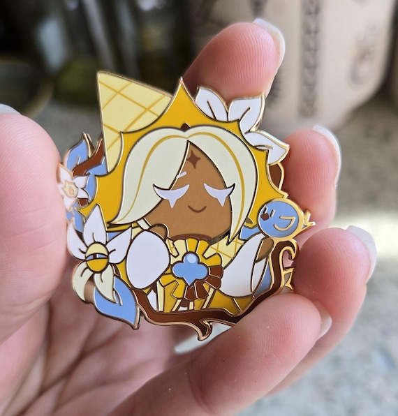 PRE-ORDER Cookie Run Flower Enamel Pins - Shadow Milk Cookie and