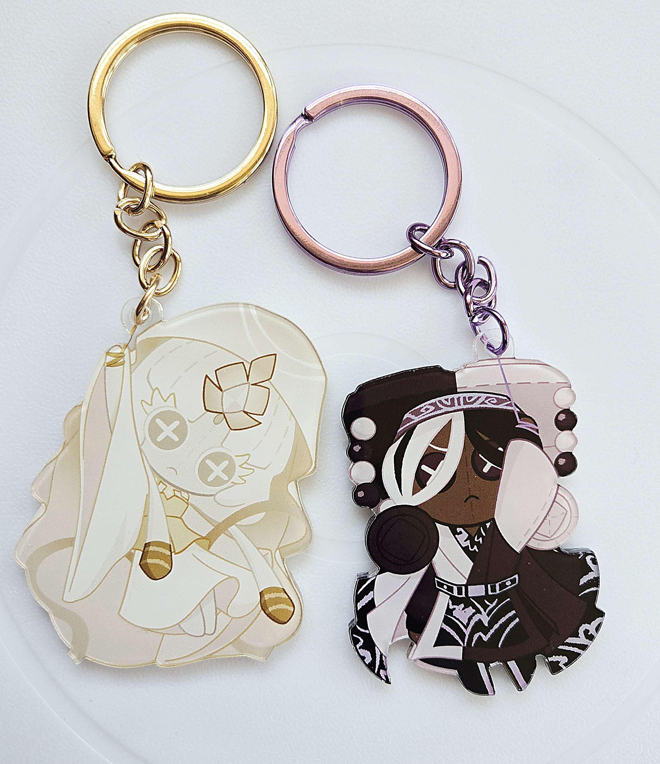 Cookie Run Keychains - Dark Cacao Cookie and Mystic Flour Cookie