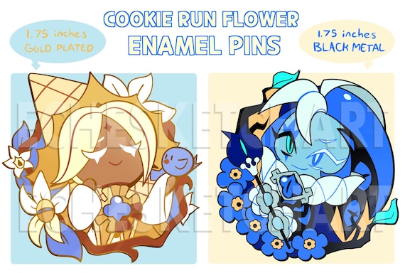 PRE-ORDER Cookie Run Flower Enamel Pins - Shadow Milk Cookie and
