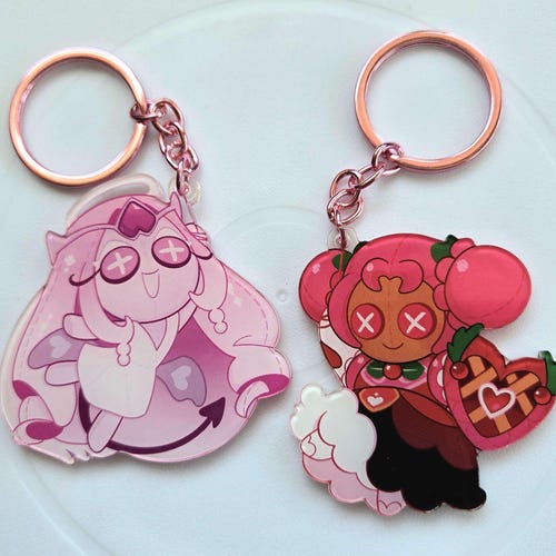 Cookie Run Keychains - Hollyberry Cookie and Eternal Sugar Cookie