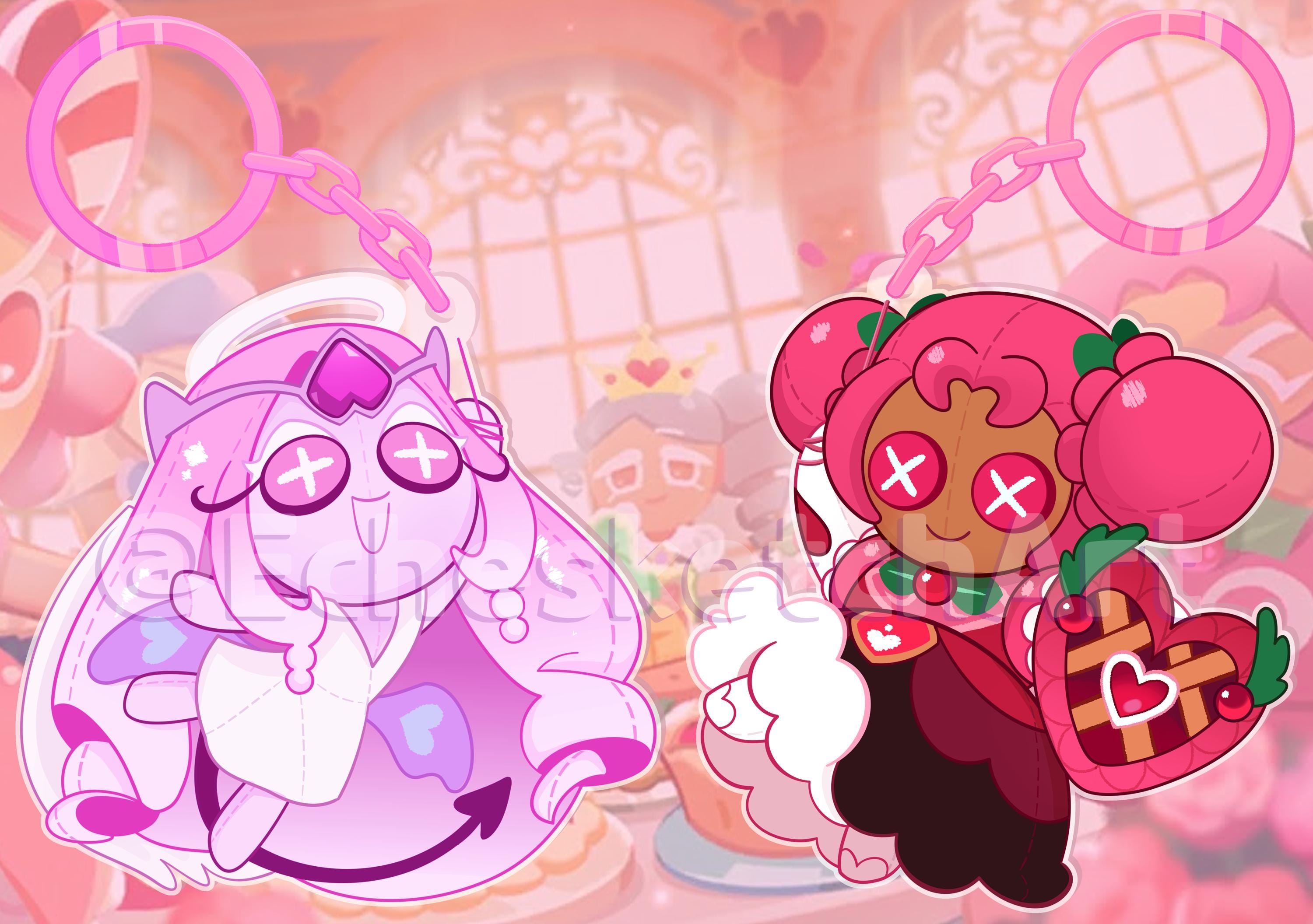 Cookie Run Keychains - Hollyberry Cookie and Eternal Sugar Cookie