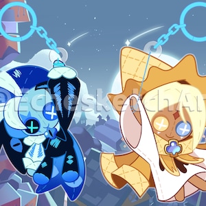 Cookie Run Keychains - Shadow Milk Cookie and Pure Vanilla Cookie