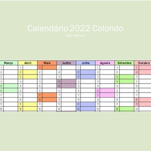 2022 colorful annual calendar
