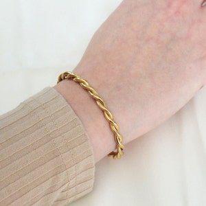 Armband JONC Twists Twists Semi Open verstellbar Gold Edelstahl, wasserabweisend, hypoallergisch
