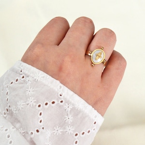Adjustable stainless steel ring - Golden ring - Adjustable ring - Oval ring - Christmas gift idea - Gift idea for her