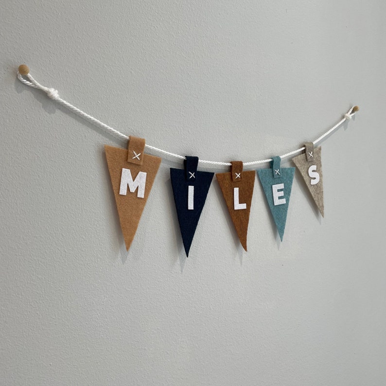 Mini Name Banner, Small Name Banner, Mini Garland, Small Garland, Custom Banner, Custom Name Banner, Neutral Kids Decor, Color Kids Room 画像 1