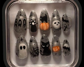 Black Cat Halloween Press on Nails