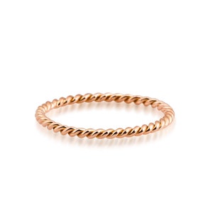Twist Ring - 14k Rose Gold Twisted Rope Wedding Band - Twist Stacking Ring - 1.2 mm Wedding Ring - Wedding Band