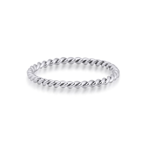 Platinum Wedding Band , Braided Platinum Twist Band , 1.2 mm , Twisted Wedding Band , Braided Stacking Wedding , FREE SHİPPİNG