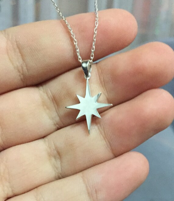 Sterling Silver Polar Star Necklace , Star Necklace , Polar