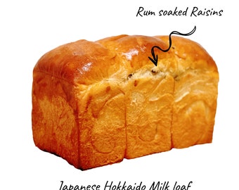 Fresh made Rum soaked Raisins Japanese Hokkaido Milk Toast loaf bread fluffy soft (over 35 dollar free shipping)