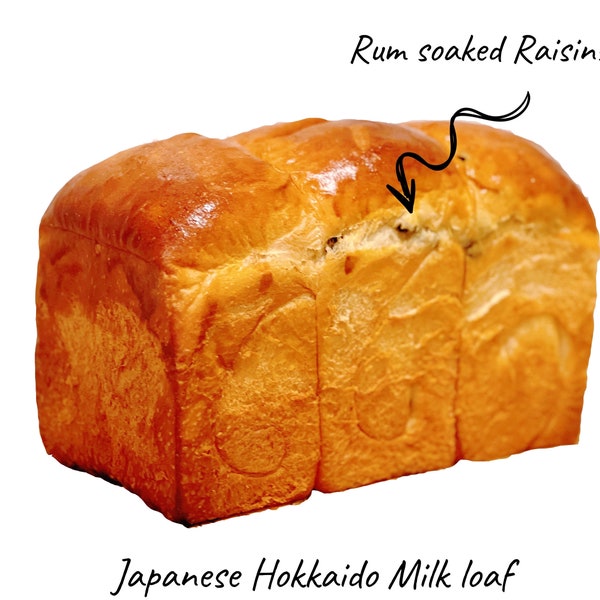 Fresh made Rum soaked Raisins Japanese Hokkaido Milk Toast loaf bread fluffy soft (over 35 dollar free shipping)