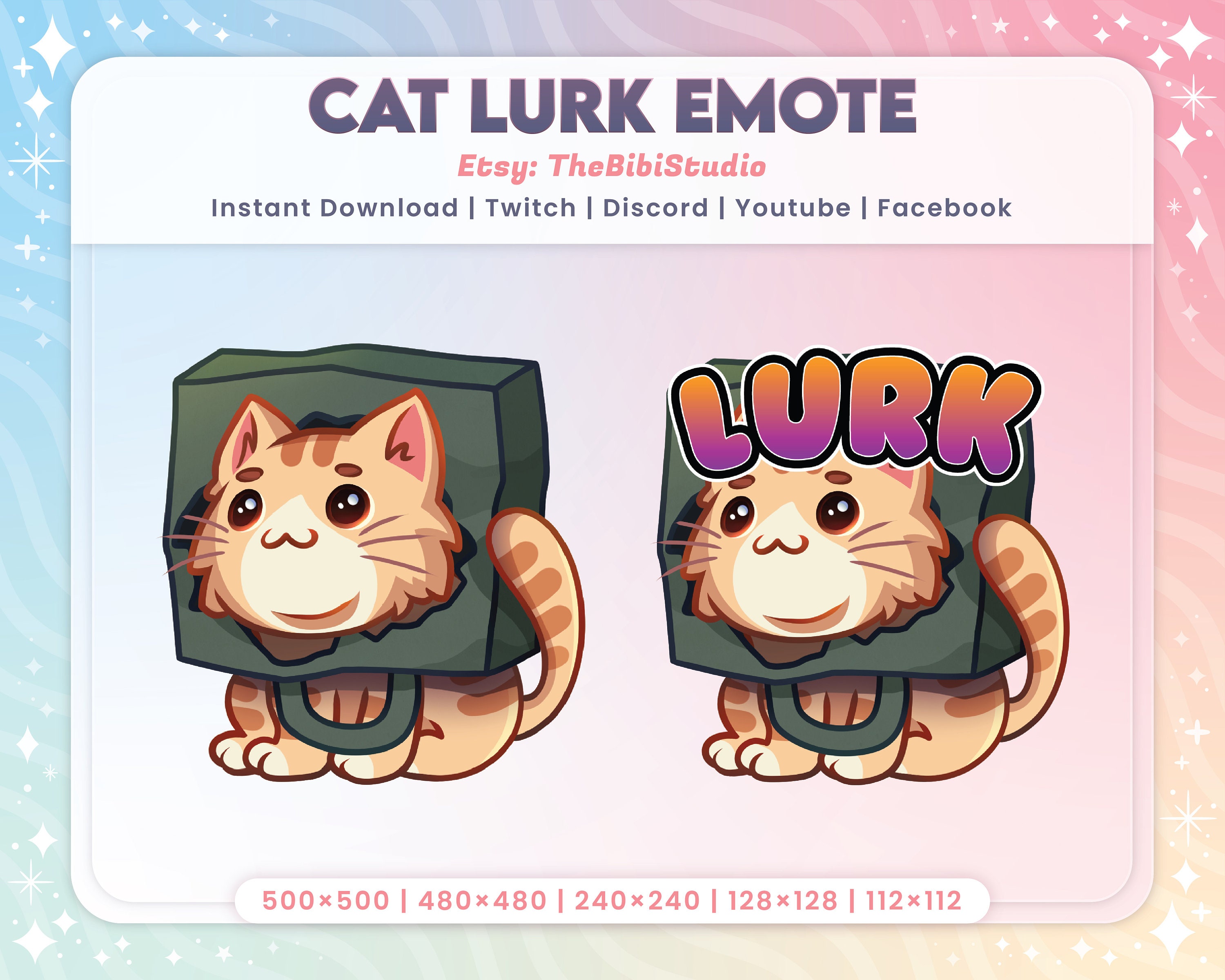 Cat in a Paper Bag Emote Cat Lurk Emote Twitch Emote Discord Emote