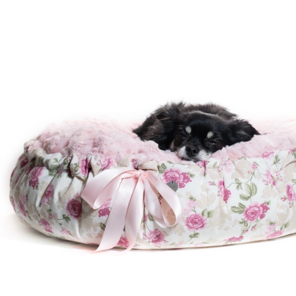 Hundebett/ Hundekörbchen/ Kuschelkörbchen - Shabby Rosé