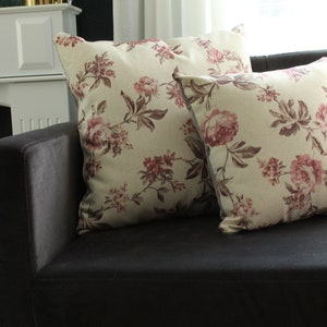 High quality sofa cushion decorative cushion ROSE / wine red beige / floral pattern / flowerprint