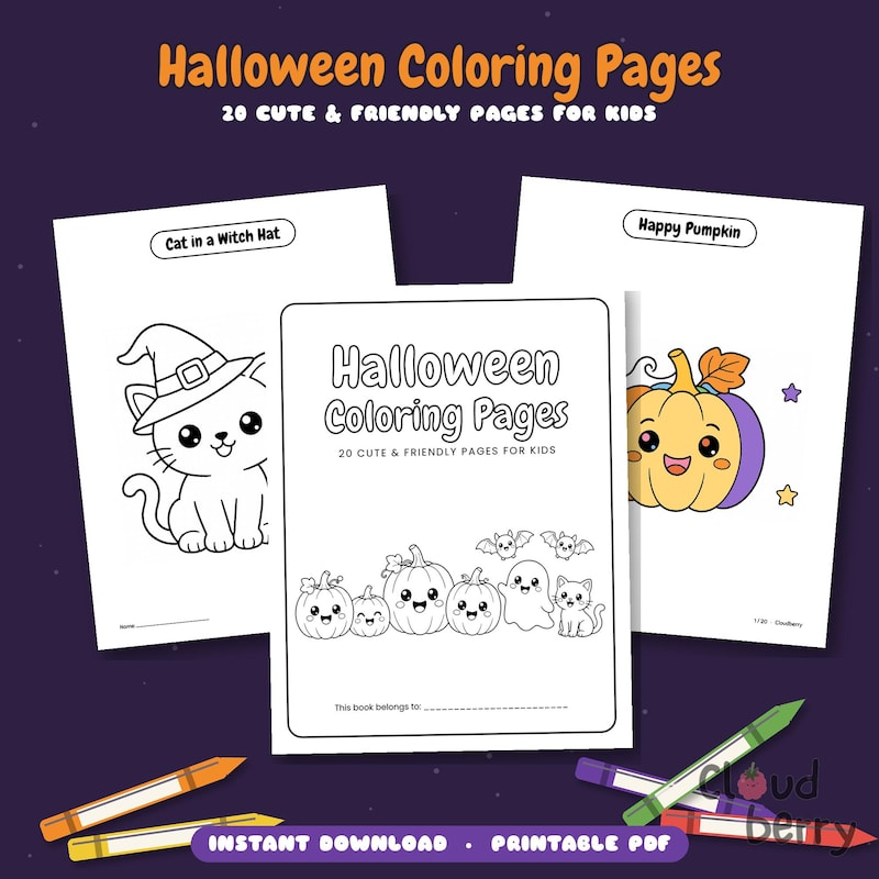 Halloween cat coloring sheets - Etsy.de