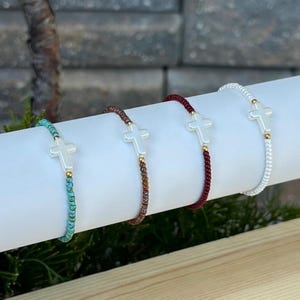 Cross Bracelet | Tarnish-Resistant Bracelet | Beaded Bracelet | Handmade Jewelry | Christian Gift | Easter Gift Idea | Stackable Bracelet