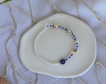 Evil Eye Crystal Anklet | Summer Anklet | Beaded Anklet | Gift Ideas