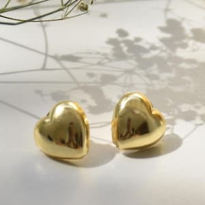Gold Heart Stud Earrings | Minimalist Love Earrings | Hypoallergenic Nickel Free Jewelry | Valentine’s Gift for Her | Dainty Gold Studs