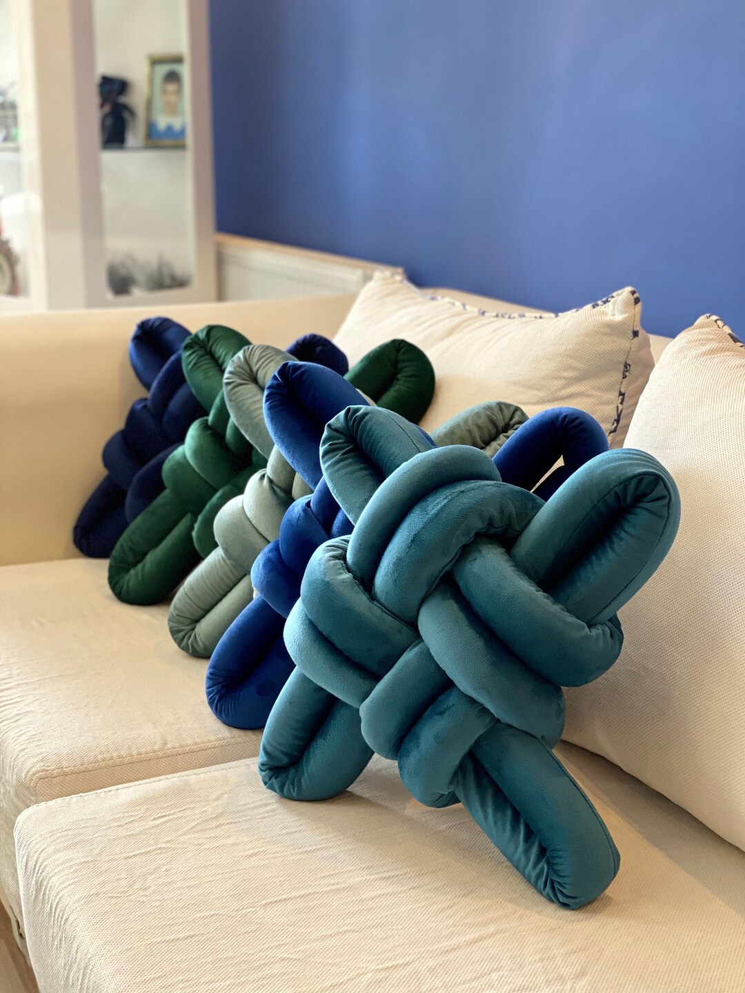 Velvet Knot Pillow Knot Pillows Knot Cushions Velvet Modern Etsy