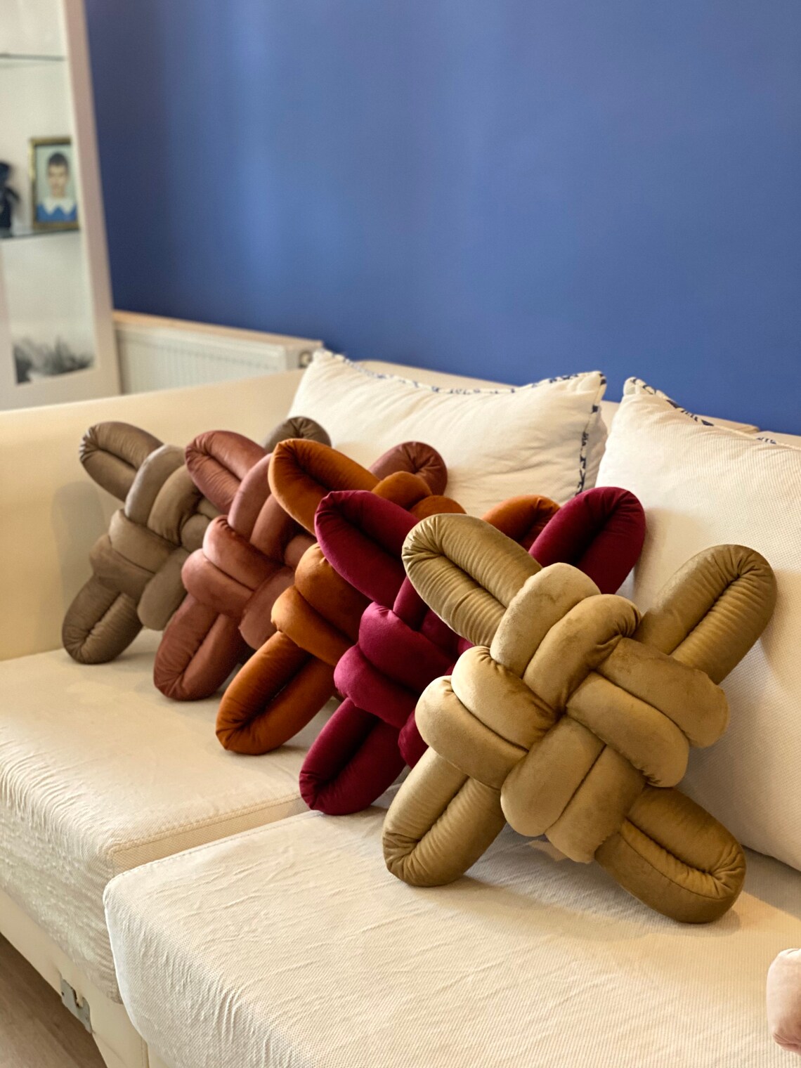 Velvet Knot Pillow Knot Pillows Knot Cushions Velvet Modern Etsy