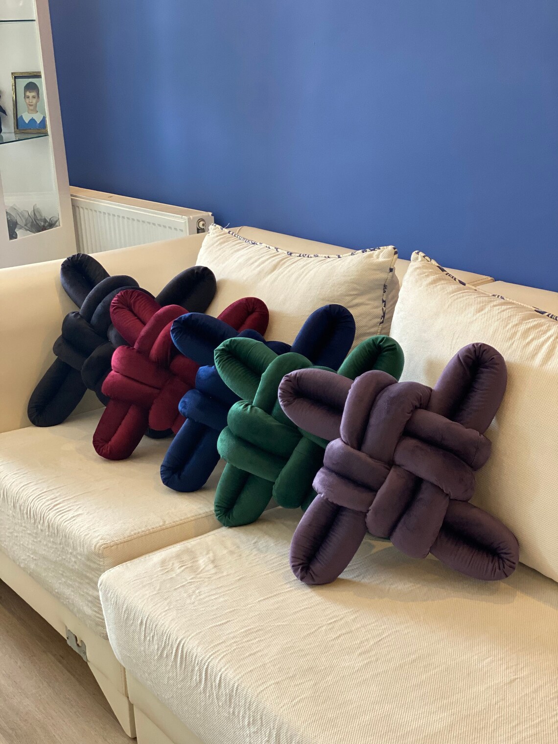 Velvet Knot Pillow Knot Pillows Knot Cushions Velvet Modern Etsy