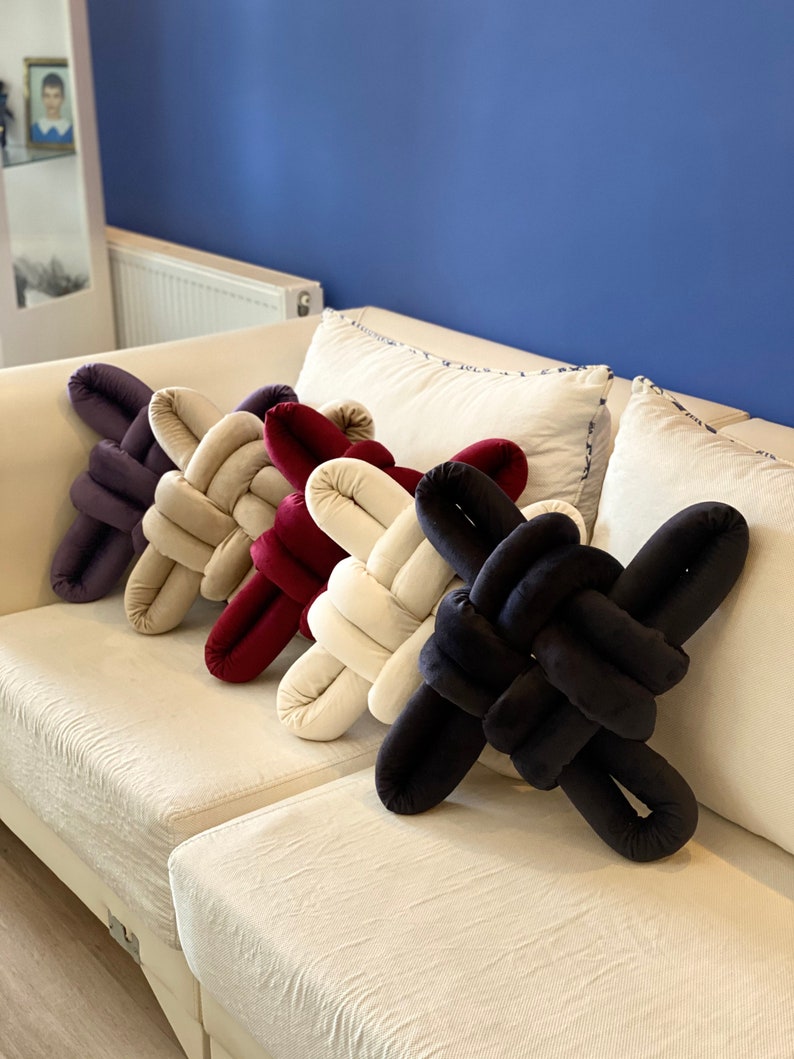 Velvet Knot Pillow Knot Pillows Knot Cushions Velvet Modern Etsy