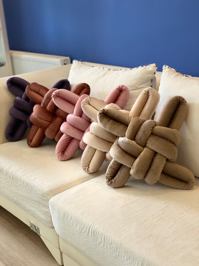 Velvet Knot Pillow Knot Pillows Knot Cushions Velvet Modern Etsy