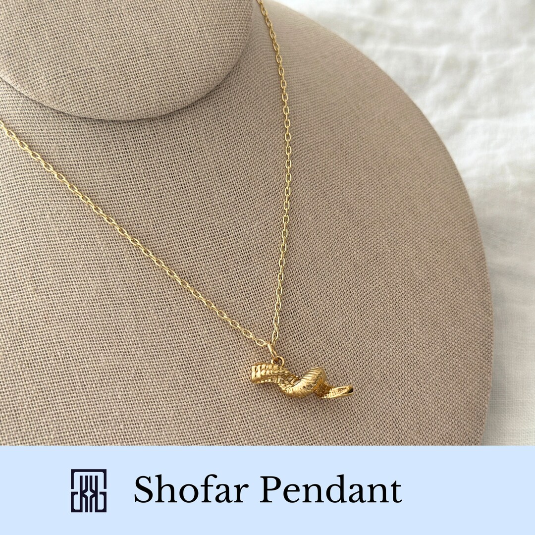 Shofar Necklace in Sterling Silver or Gold Overlay CHRISTIAN and