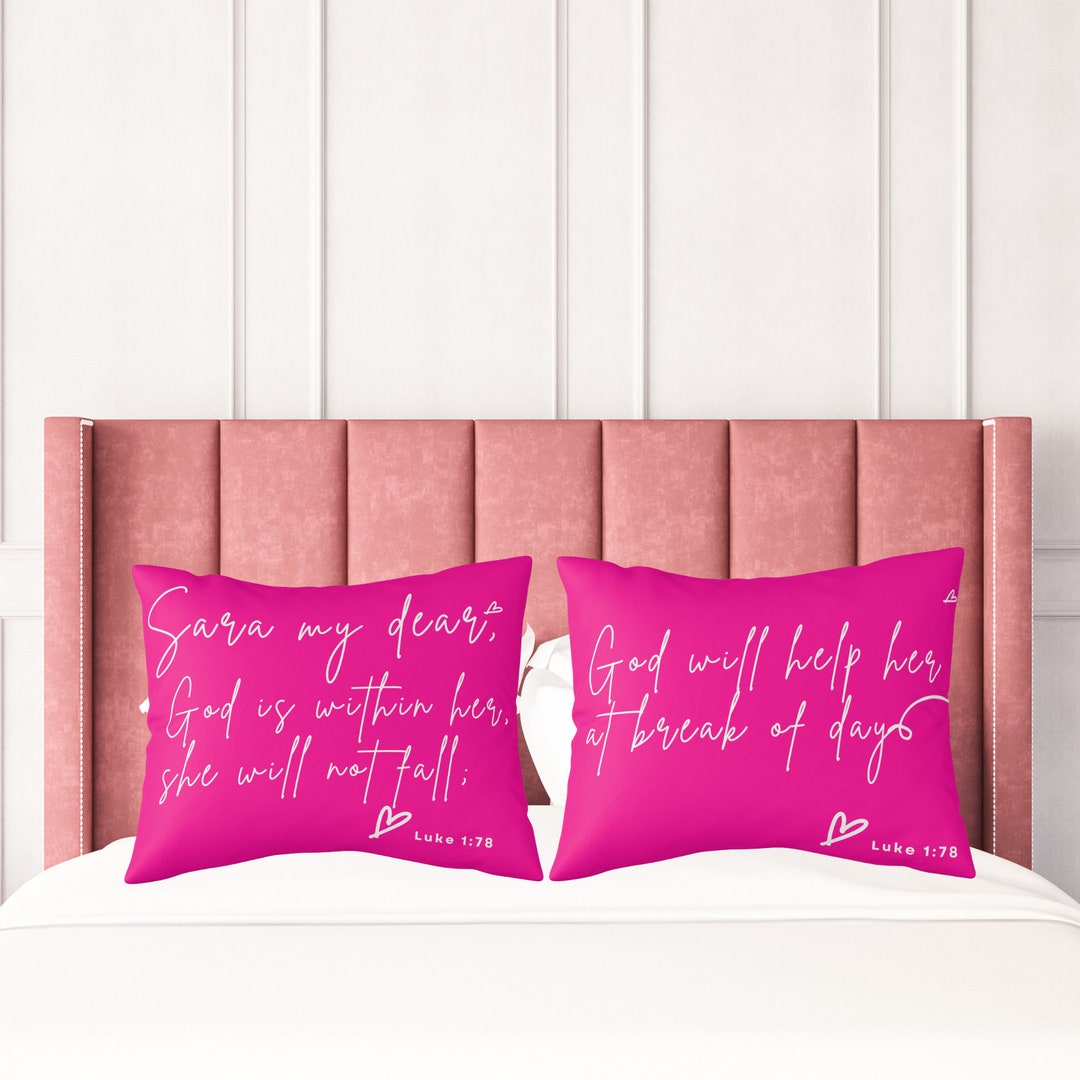 Custom Christian Pillowcase Bible Verse Room Decor for Daughter Pink