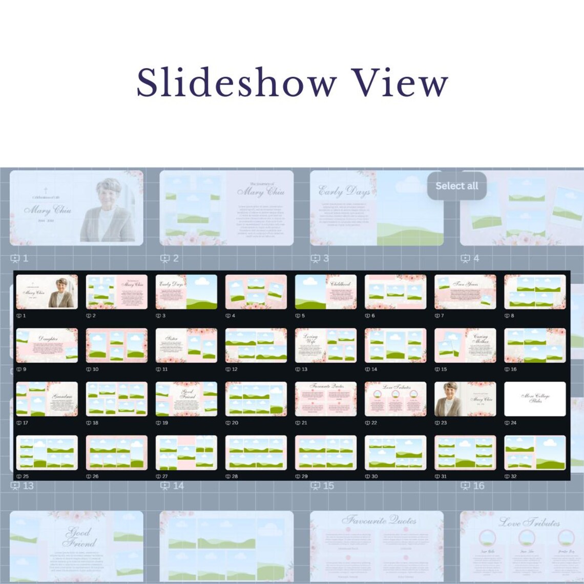 Celebration of Life Slideshow Canva Template Classic Funeral Video ...