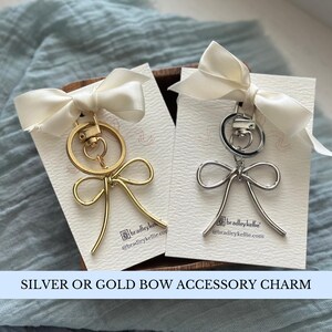 Bow Gold Keychain Bow Keychain Crossbody Charm Tumbler Charm Bow Accessories Silver Bow Accessory for Backpack Croquette Bow Charm for Girls