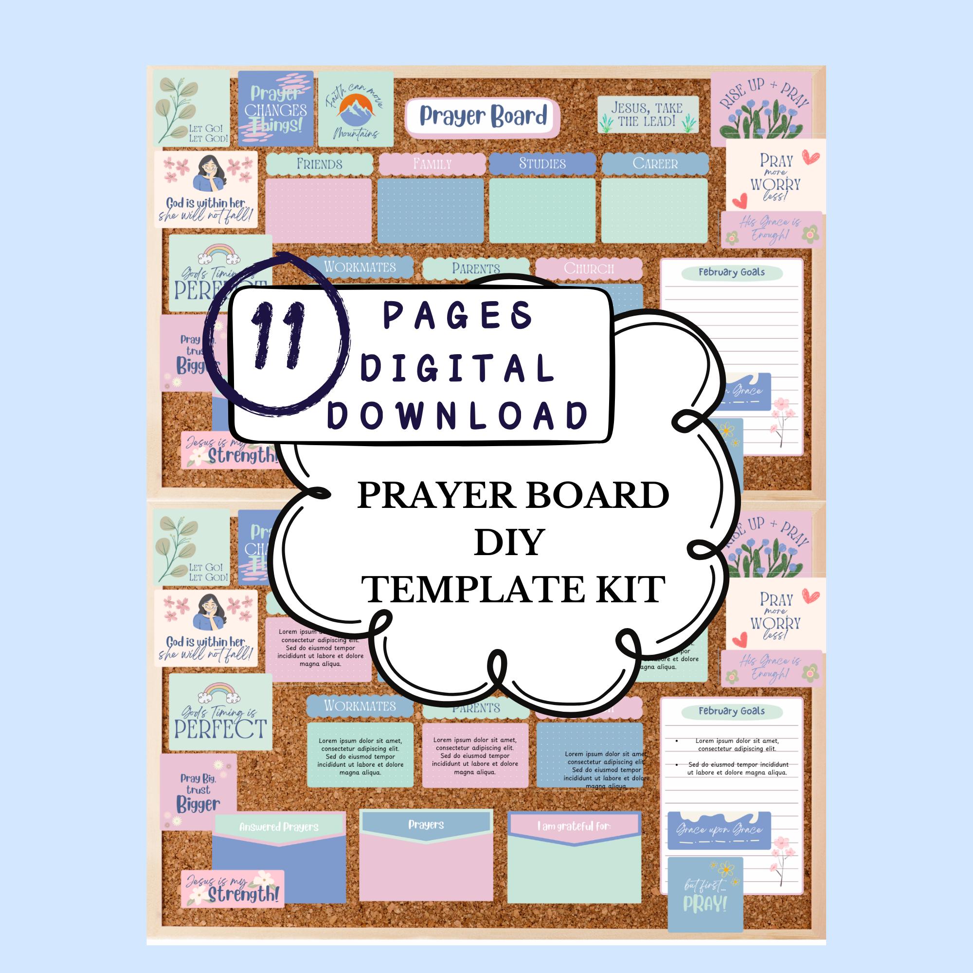 DIY Prayer Board Printable Prayer Room Template Instant Download Creative Prayer Board Christian Women Digital Download Prayer Wall Design