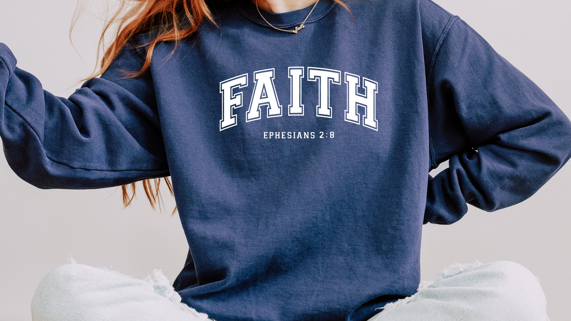 Christian FAITH Sweatshirt for Men Oversized Varsity Christian Pullover ...