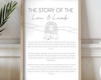 Lion and Lamb Wall Art Faith Home Decor Christian Digital Art for Home Office Bible Student Wall Decor Modern Chrisitan Instant Download Art
