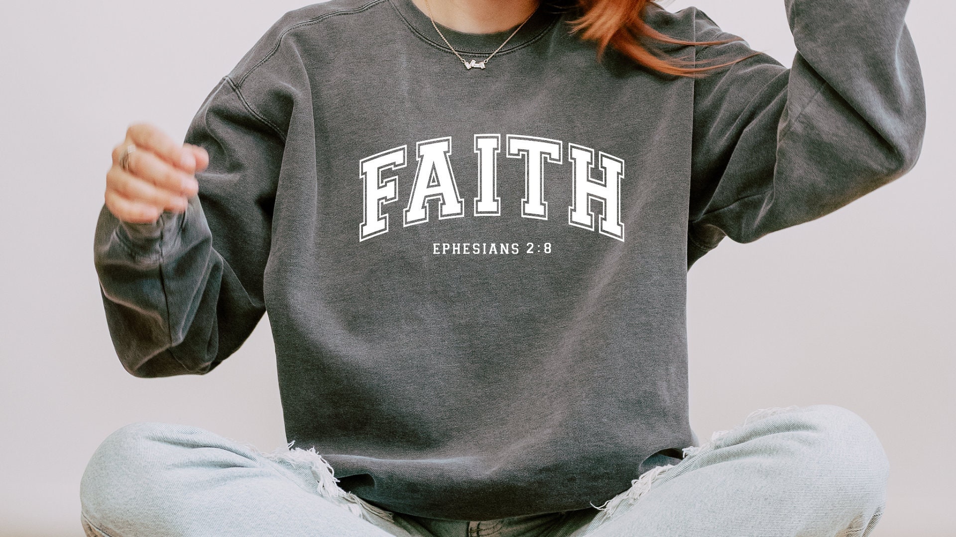 Christian FAITH Sweatshirt for Men Oversized Varsity Christian Pullover ...