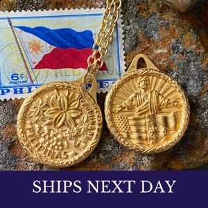 Filipino American CHRISTIAN Gift Coin Necklace Filipino Gift Men Faith Gift Women Filipino Coin Pendant Meaningful Reversible Gold or Silver