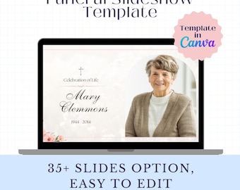 Celebration of Life Slideshow Canva Template Classic Funeral Video Slideshow Template Religious Memorial Service Guide Easy Guide for Canva