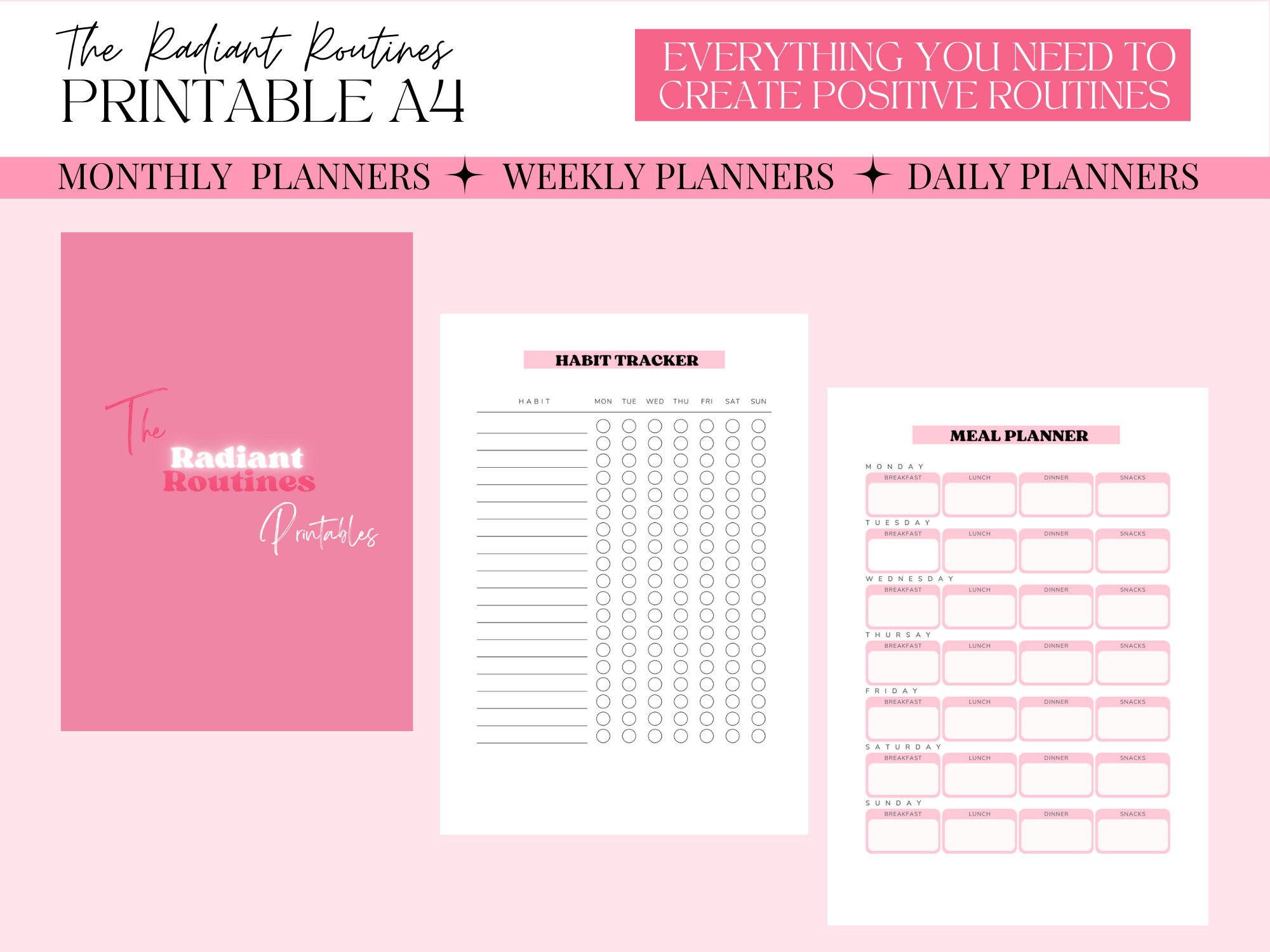The Radiant Routines Printables A4 Printable Planner - Etsy
