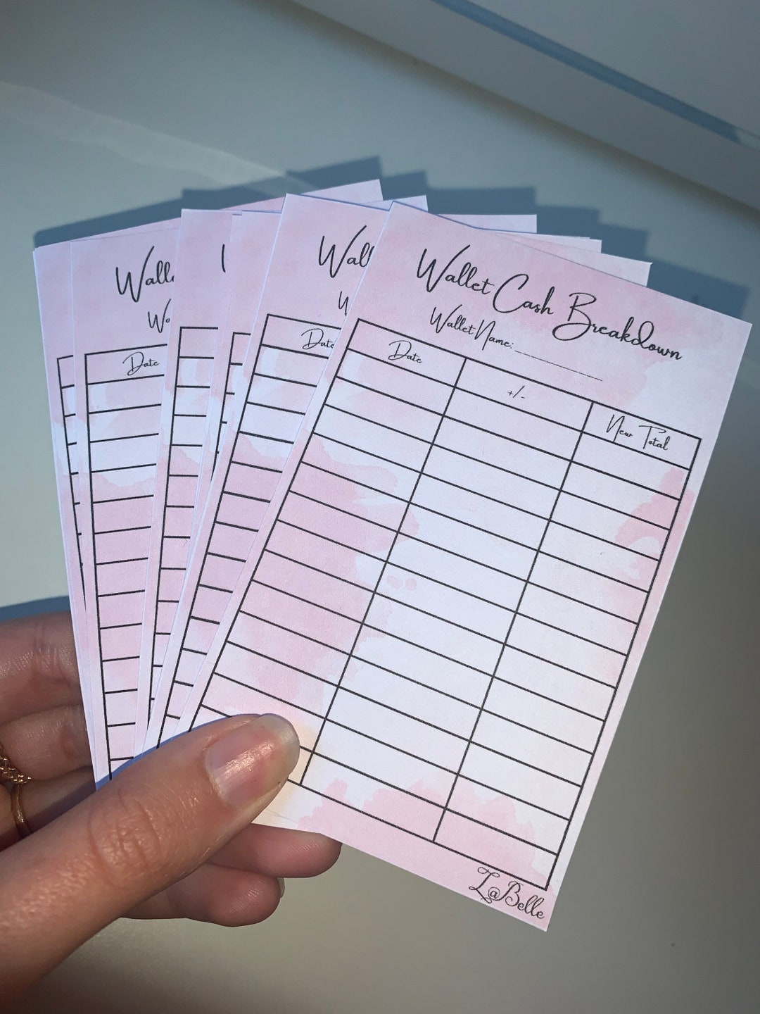 Wallet Cash Breakdown Card | Pink Watercolour Effect | Budget Binder ...