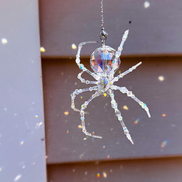 Latrodectus crystallum • Araña de cristal hecha a mano • Posición ajustable para colgar, pararse o arrastrarse