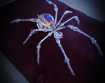 Latrodectus crystallum • Handmade Crystal Spider • Adjustable posing to hang, stand, or crawl