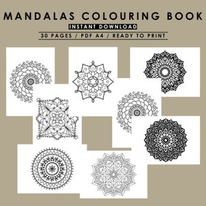 Puede incluir: Un libro para colorear imprimible con 30 páginas de intrincados diseños de mandalas. El libro está listo para imprimir en papel A4 y es perfecto para adultos y niños que disfrutan coloreando.