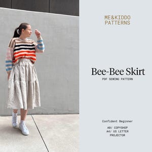 BeeBee tiered skirt PDF Sewing Pattern: Size-Inclusive Women's Design with Pockets