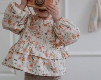 CLEMENTINE Blouse|Dress with a peplum, PDF sewing pattern, Girls blouse, Girls dress