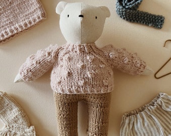 HOLIDAY SET for Buttercup Bear, PDF knitting pattern