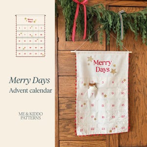 Merry Days - Patrón de costura para calendario de adviento DIY – Cuenta atrás para Navidad con bolsillos (Patrón en PDF)