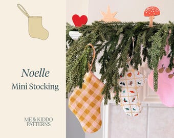 Noelle Mini Stocking, Christmas stocking DIY, PDF Sewing pattern